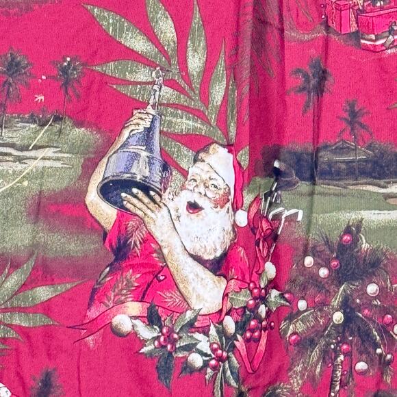 Clearwater Outfitters Short Sleeve Button Down Golfing Santa Christmas Casual - Picture 3 of 4